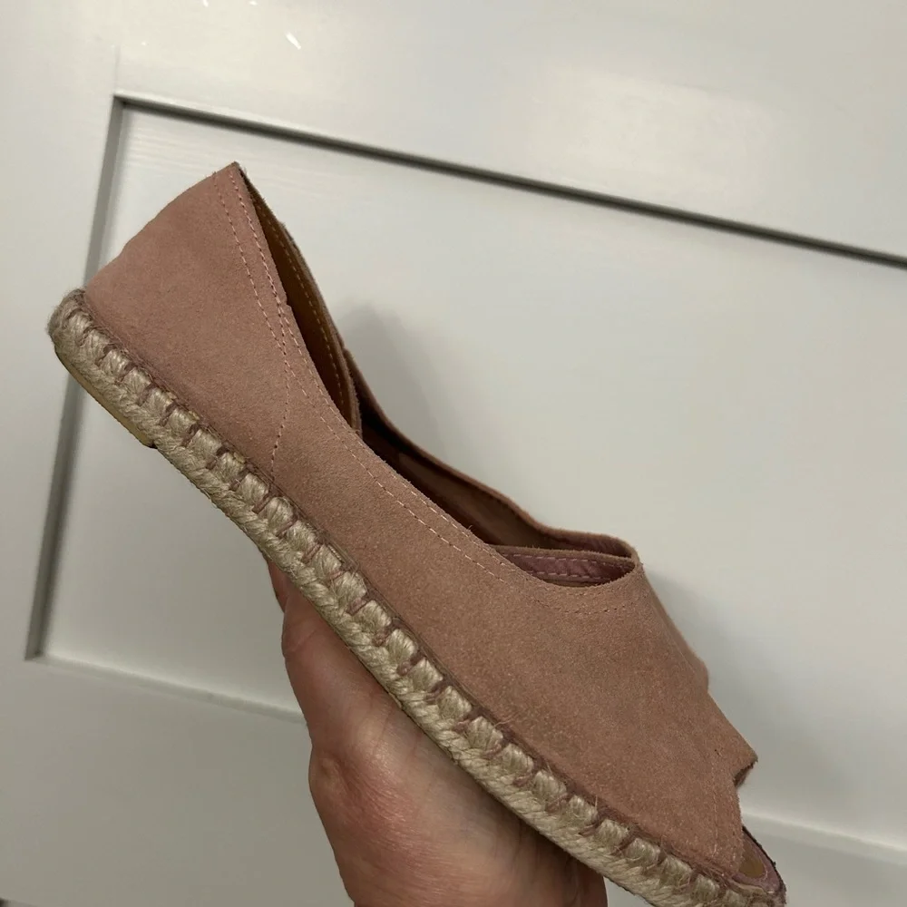 Miz Mooz Rose Suede Peep-Toe Espadrille Flats Size 38